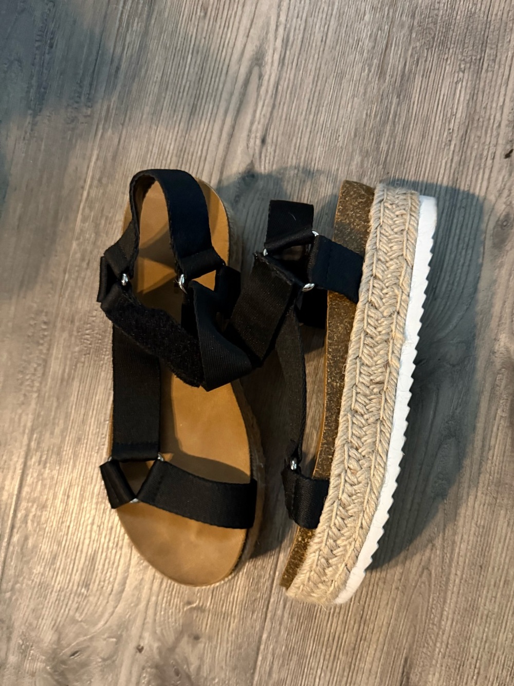 Soda Black Strappy Espadrille Platform Sandals